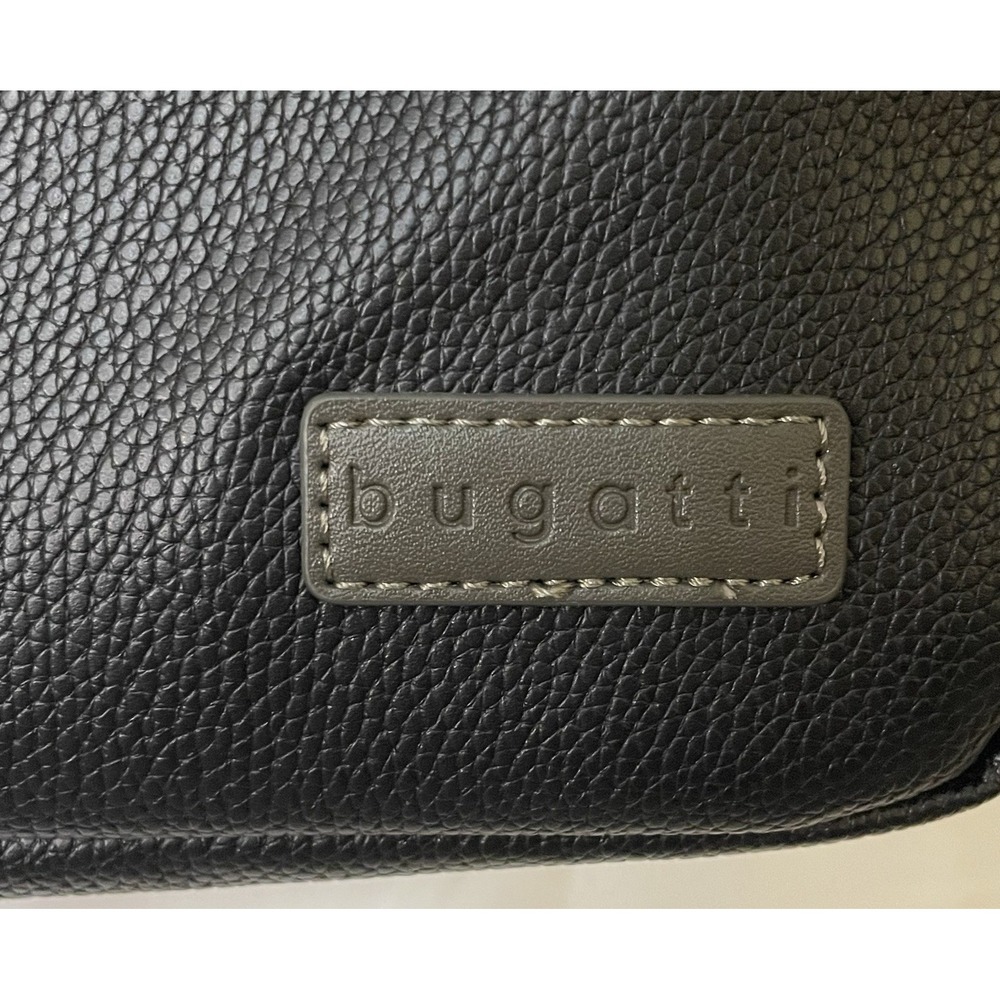 Black Leather Messenger Bag-Bugatti NWT Laptop Bag-Work Satchel-Shoulder Bag - Picture 9 of 16
